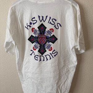K-Swiss Men's National Tennis Team Logo White Tee Shirt Size XL